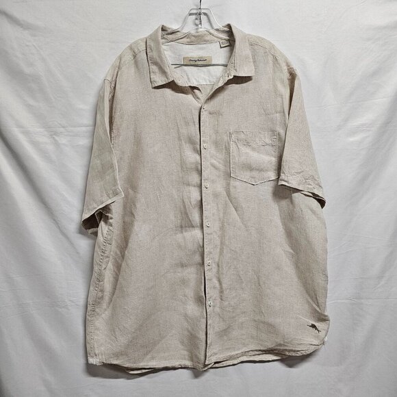 Tommy Bahama Button Up Men Shirt Size XXL Sand 100% Linen - Picture 10 of 11